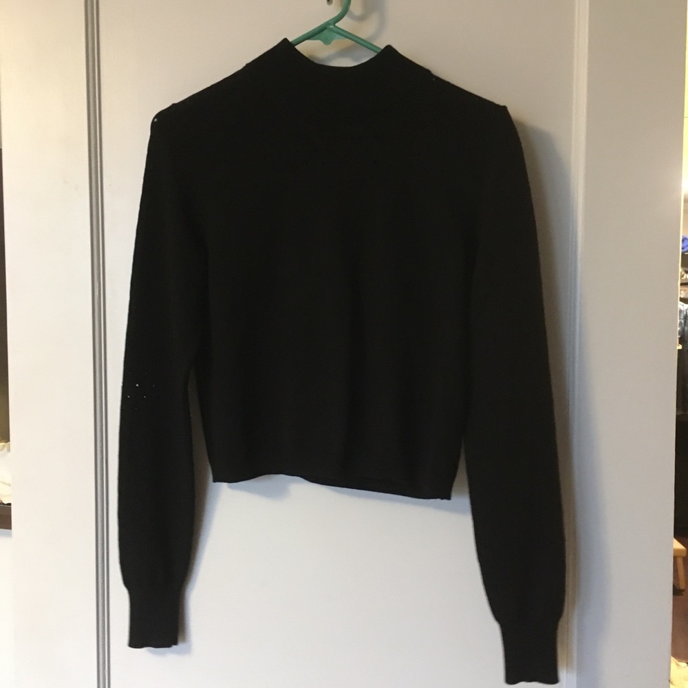 MUST GO! philosophy mock neck perforated sweater